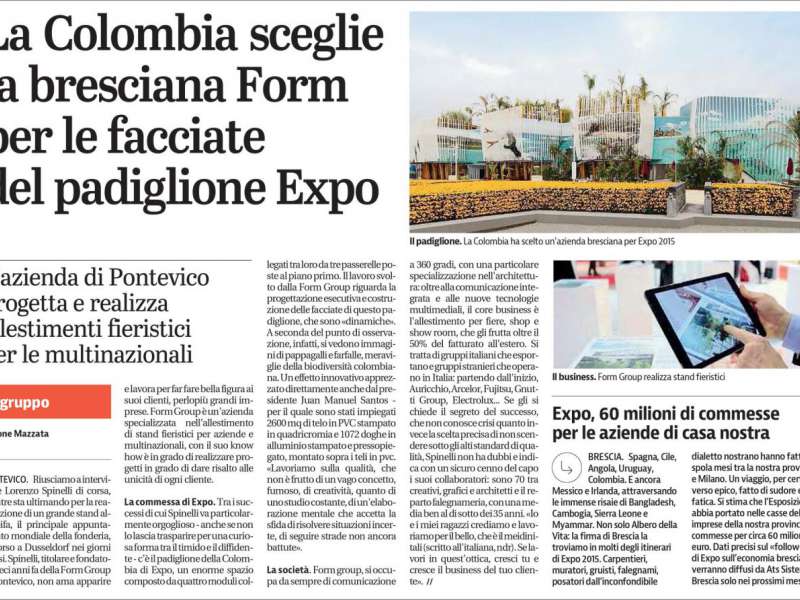 La Colombia sceglie Form Srl per le facciate del padiglione Expo